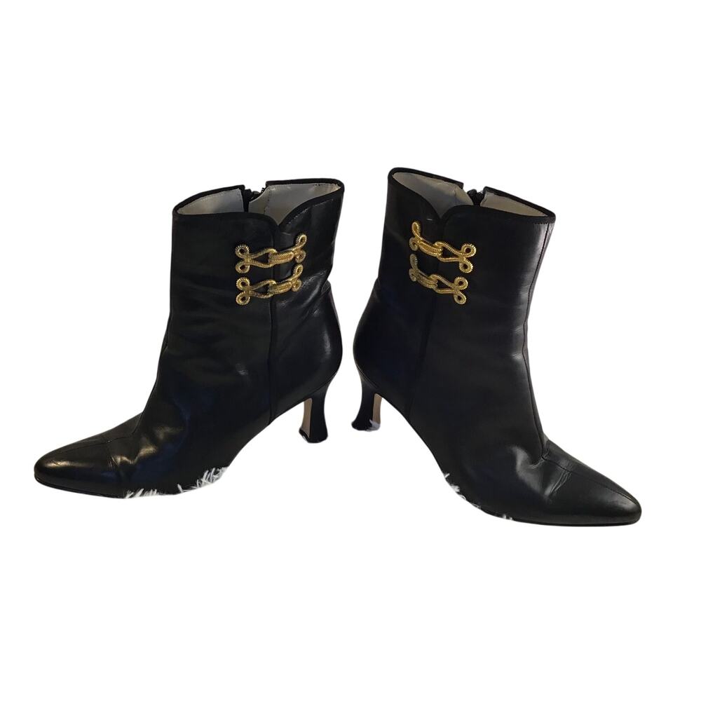 Bally Quartz Black Italian Leather High Heel Calf Boots Women’s SZ 7